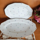 Oval dishes in floral porcelain and gold