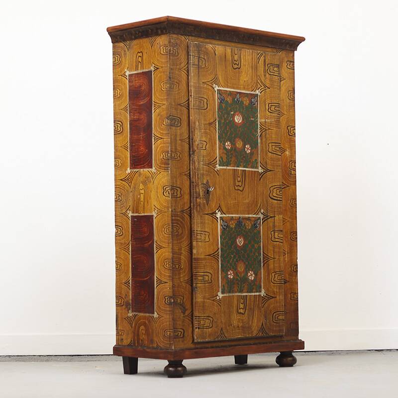 Folk art painted bridal armoire