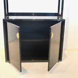 Pierre Vandel Paris Black Lacquered French Cabinet with Shelving Display