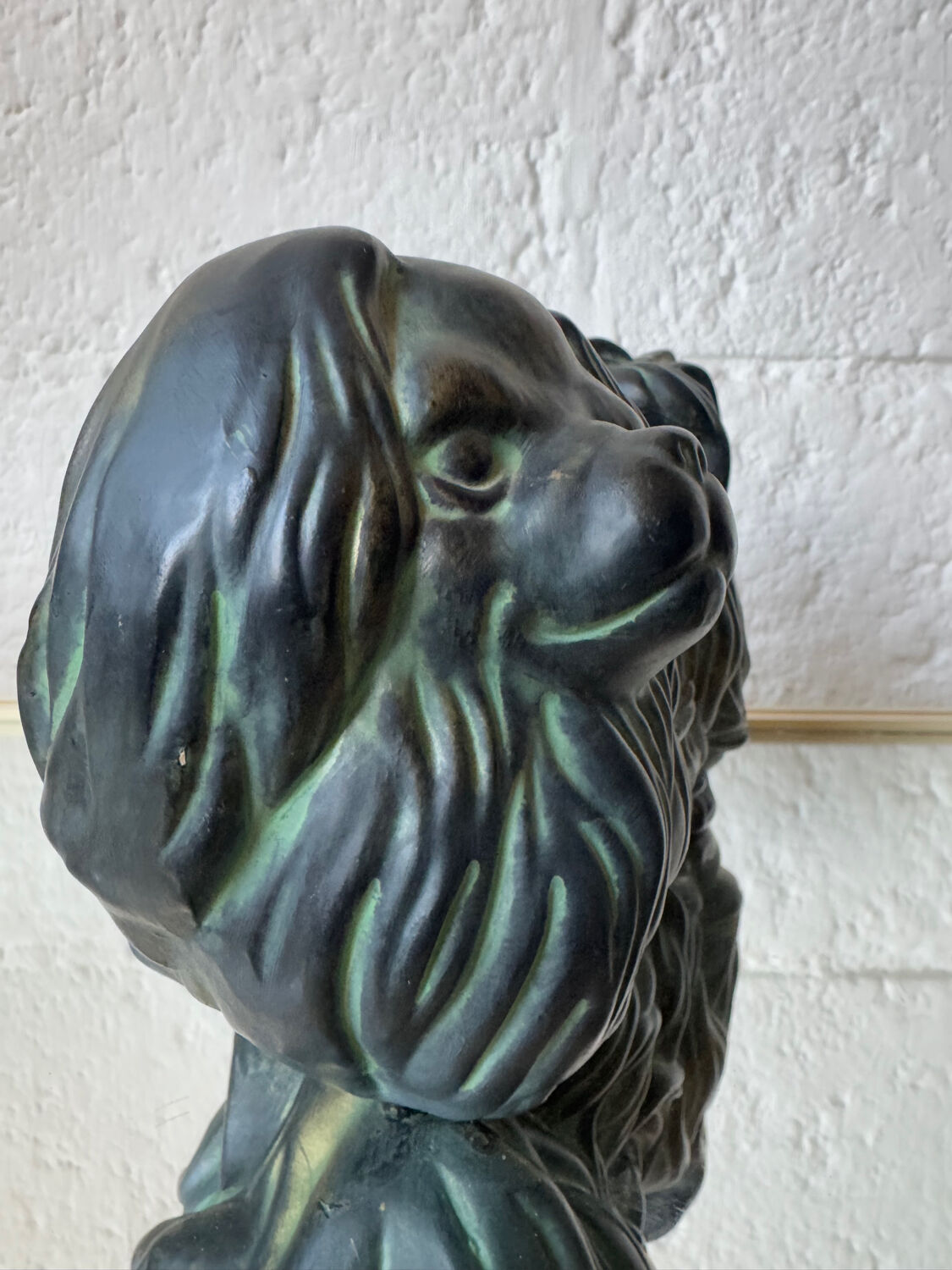 Pekingese dog, ceramic with bronze patina, 1960s