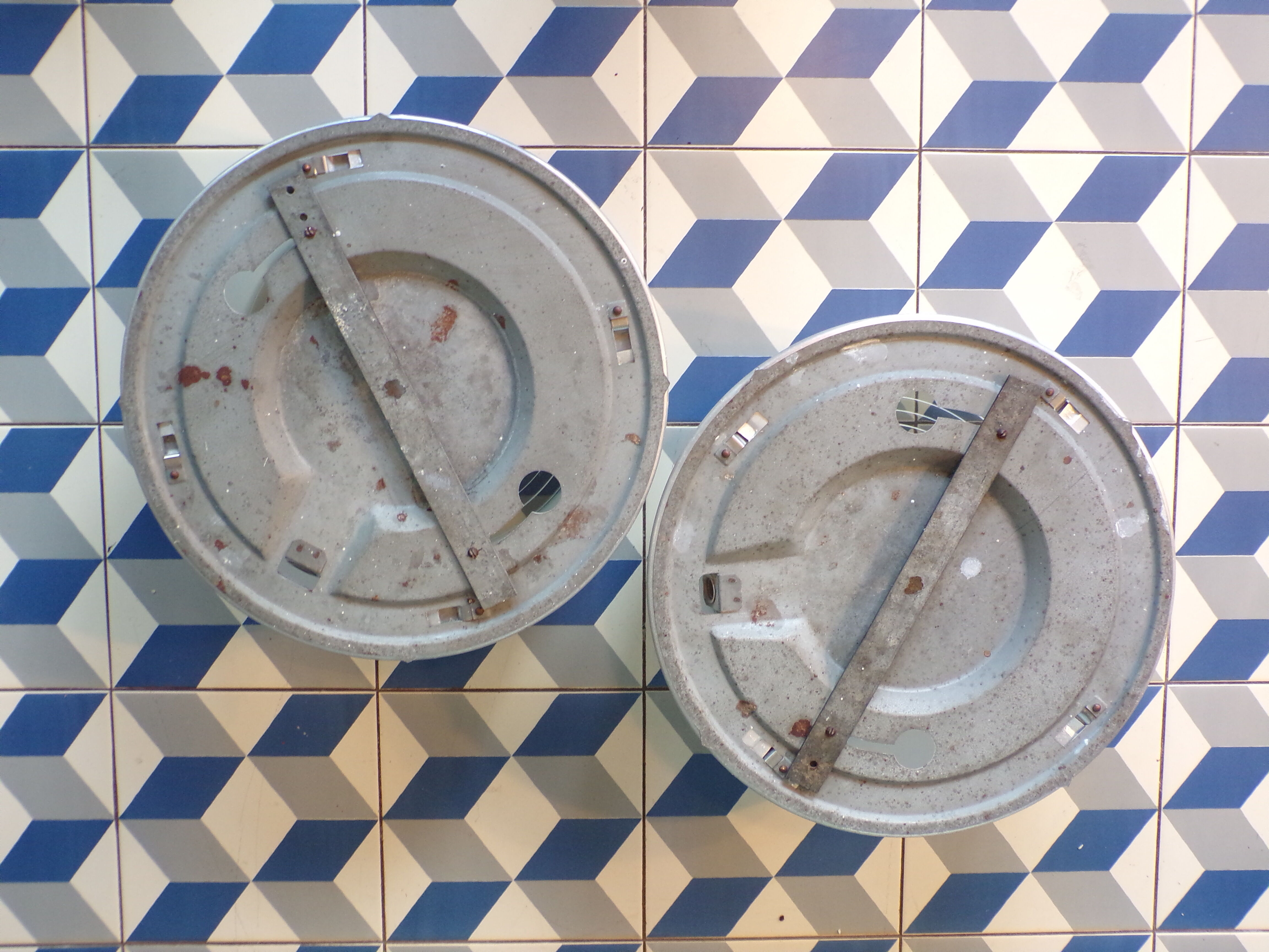 Pair of Holophane Prismopal ceiling lights