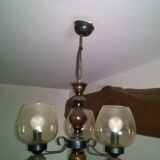 Chandelier, wrought iron, 3 branches and glasses