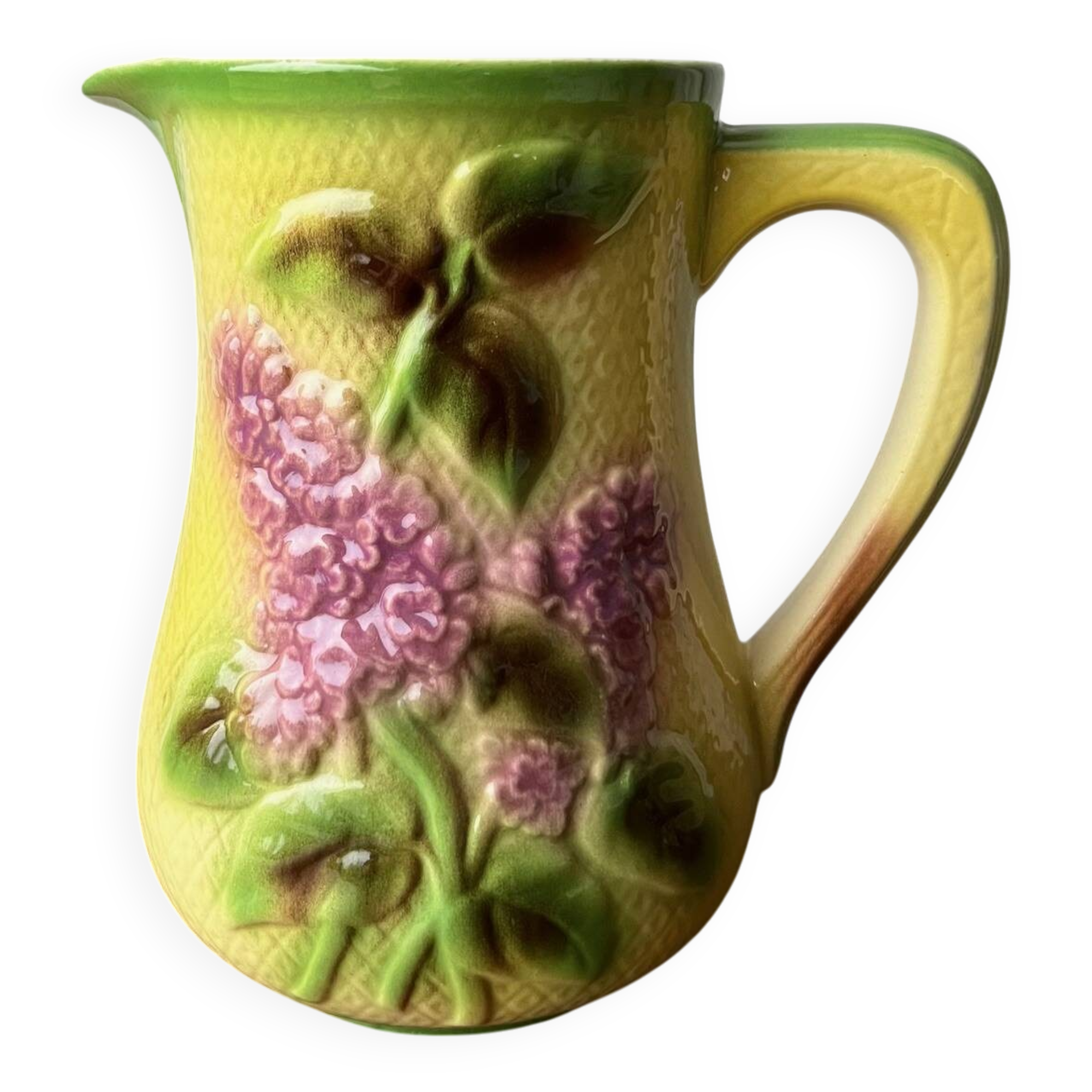 Antique St. Clement "Lilac" earthenware pitcher