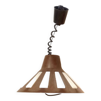 Lustre suspension monte et baisse bakelite Années 70 Diamètre 40 cm