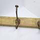 Solid teak coat hook with 3 double cast iron hooks