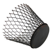 Black mesh metal cache pot in the style of Mathieu Matégot, 1950s.