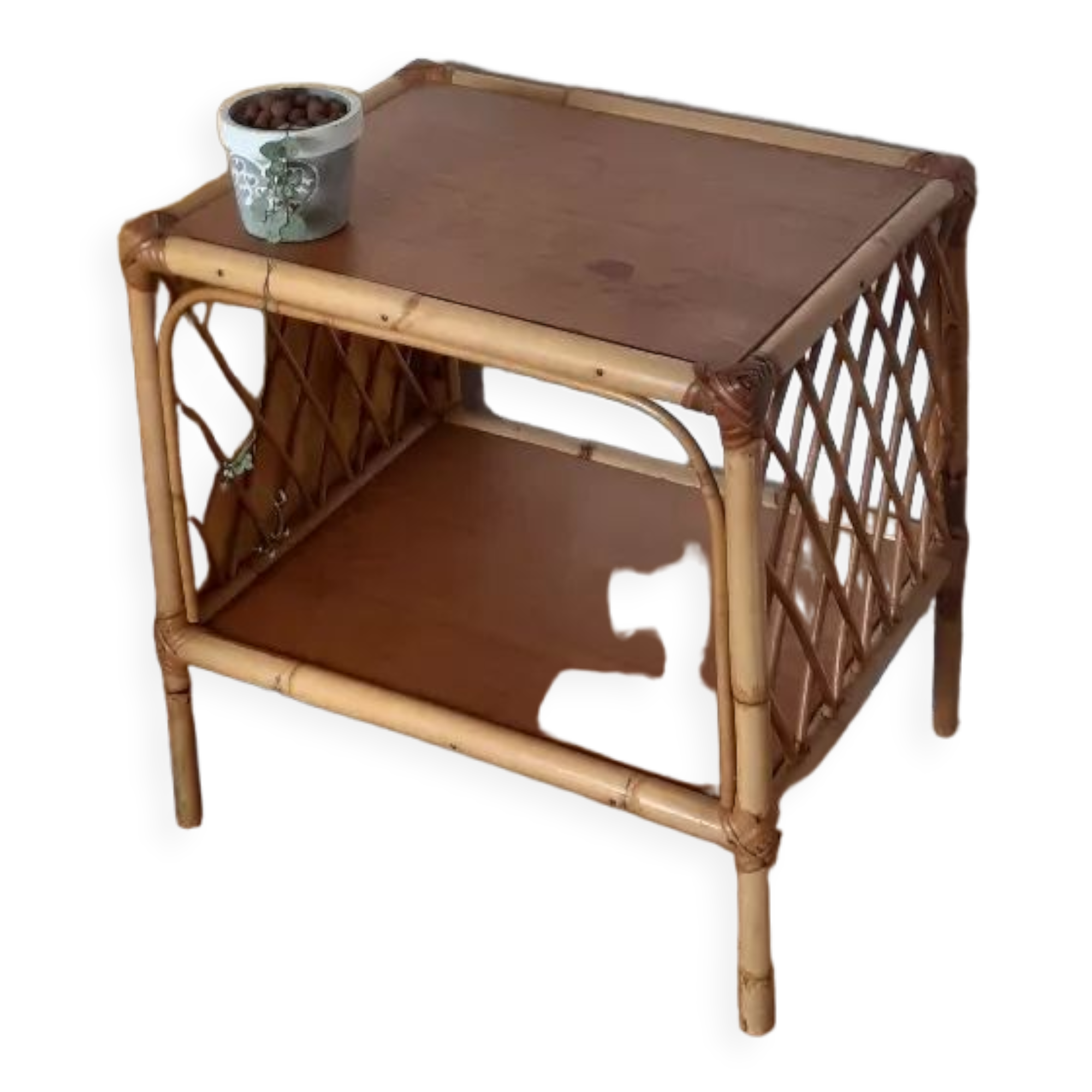 Rattan side table