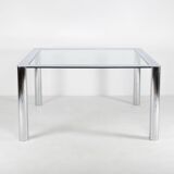 Square chrome-plated steel table by Sergio Mazza for Cinova, Italy, 1970s