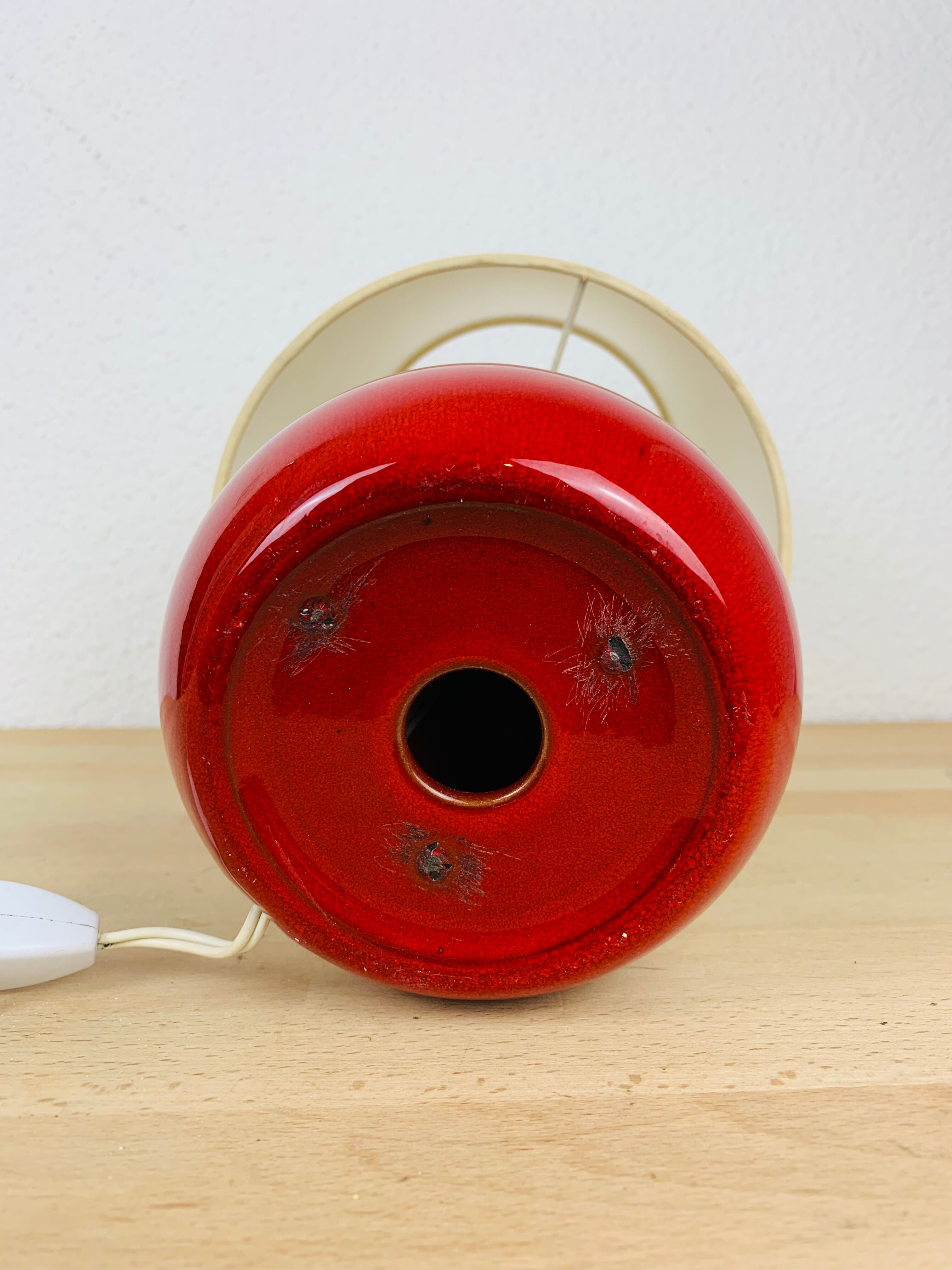 Vintage red ceramic lamp