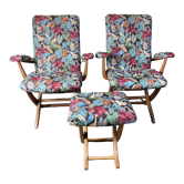 Pair of poly comfort armchairs and 1 footrest