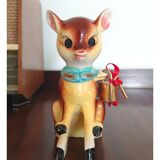 Tirelire de cerf en céramique vintage avec serrure et clé