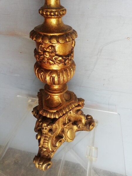 Wooden candlestick and gilded stucco from the beginning of the 20th century