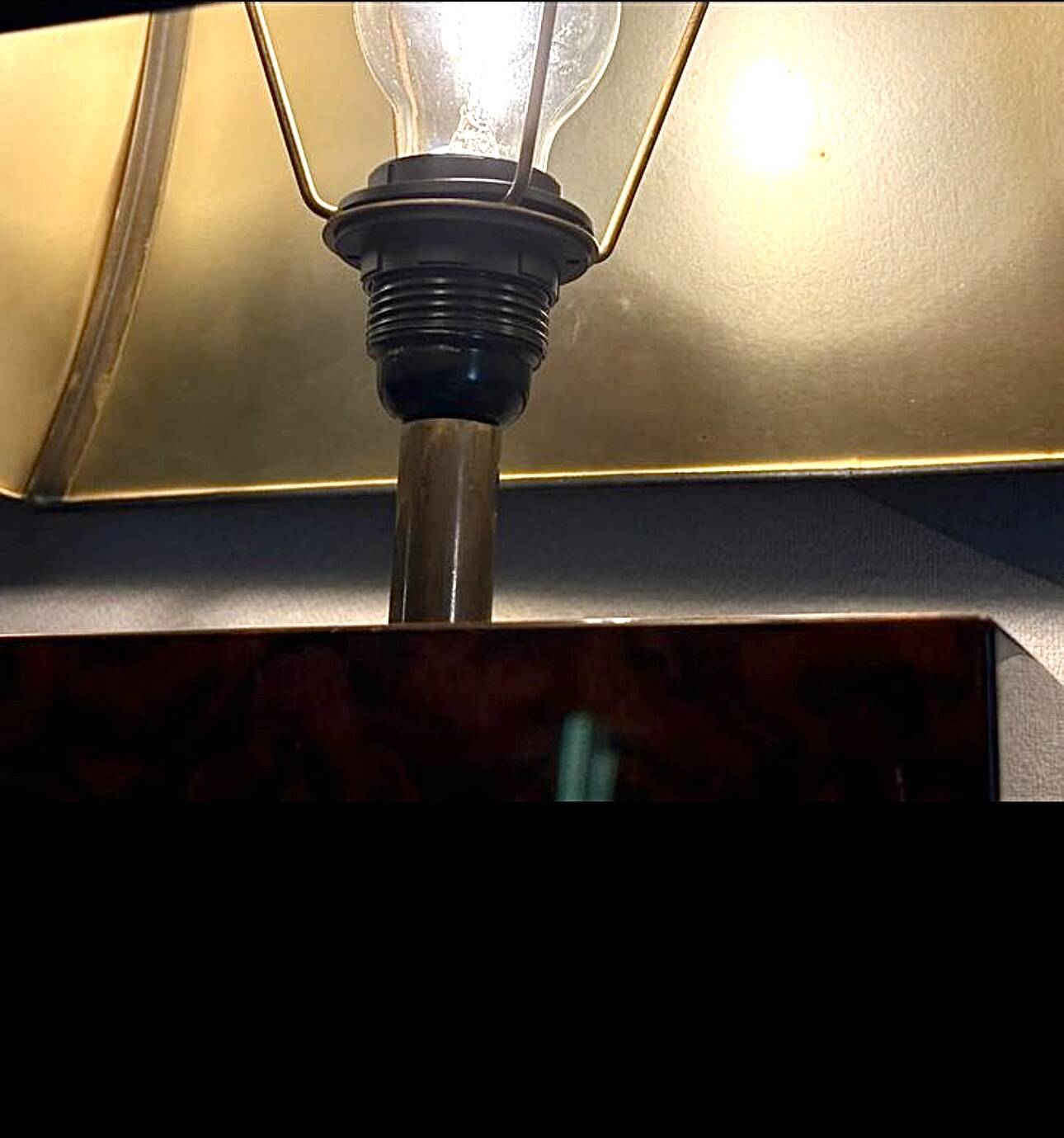 Pair of burl and copper table lamps by style Mahey