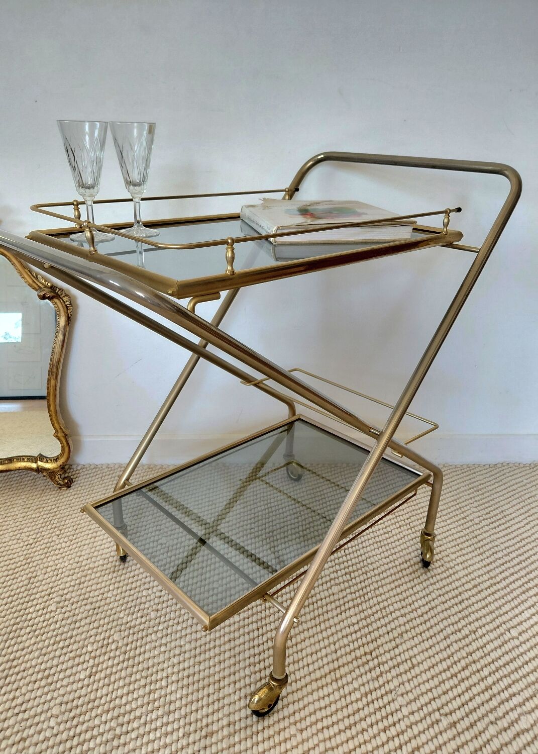 Desserte de bar pliante "Hollywood Regency"-Design Italien
