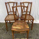3 chaises bistrots cannées anciennes