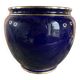 Large round old blue planter Luneville