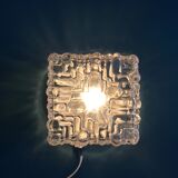 Square ceiling lamp in molded glass