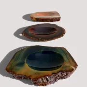 1970s Italian Agate Ashtrays/ Vide-Poche, Set of Three Natural Stone Trays