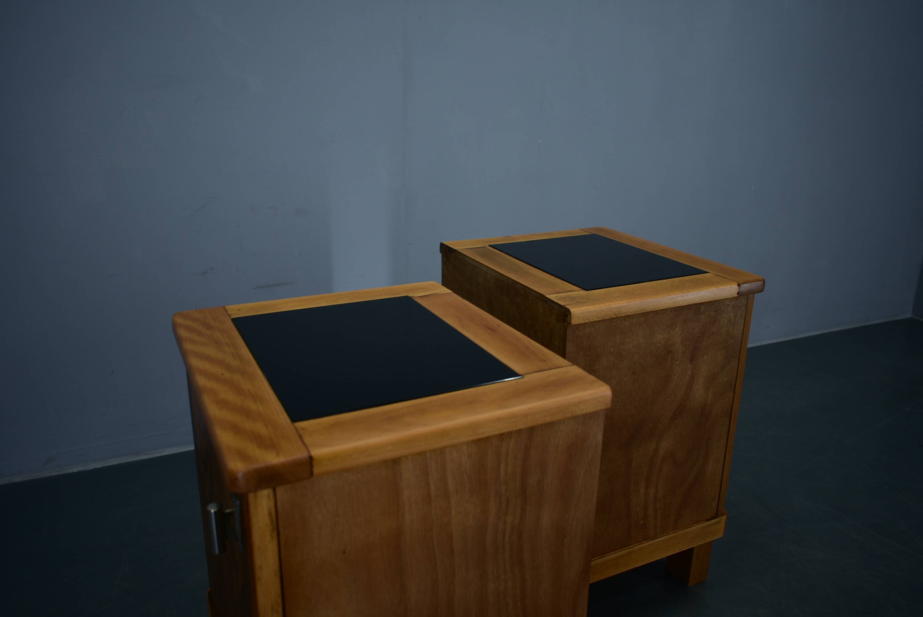 1935s pair of rare Art Deco bedside tables, Czechoslovakia