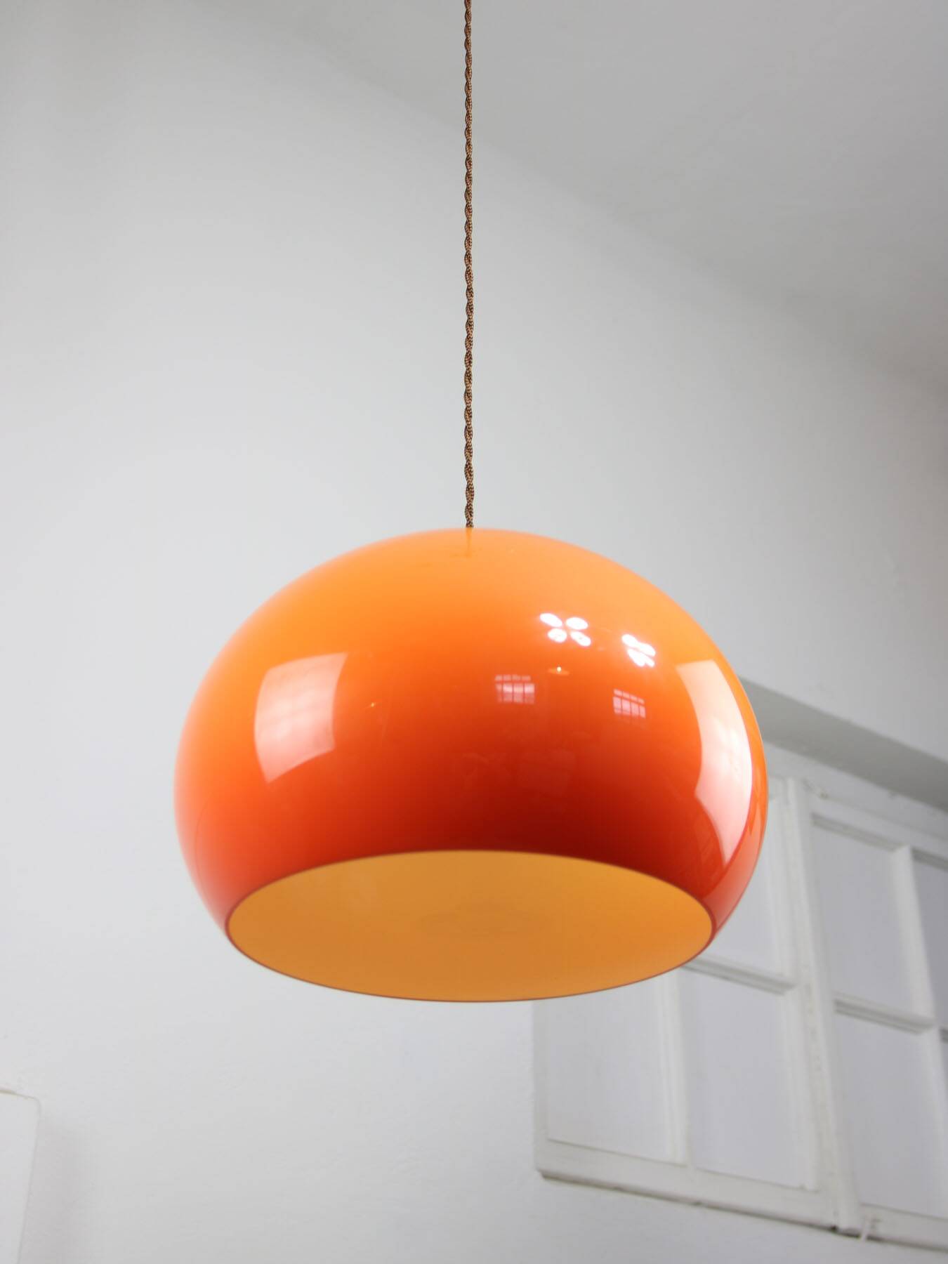 Rare Orange Jolly Pendant Lamp by Luigi Massoni for Guzzini, 1970s