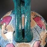 Iridescent porcelain vase with dandelion decoration, Amphora, Czechoslovakia, 1920.