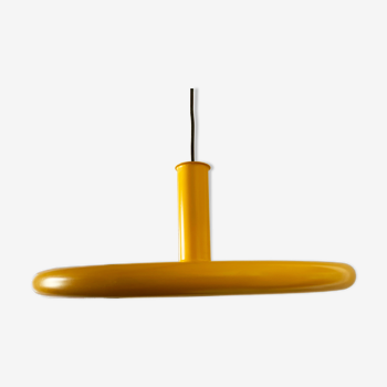 Suspension jaune original des années 1970 produit au Danemark par Fog & Morup - Conçu par Hans Due - XL 50 cm