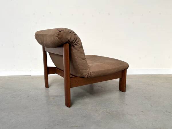 Ensemble de salon / fauteuil / canapé en cuir et chêne Rolf Benz, années 1970