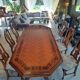 Dining table marquetry Naples with 6 chairs - Impeccable condition