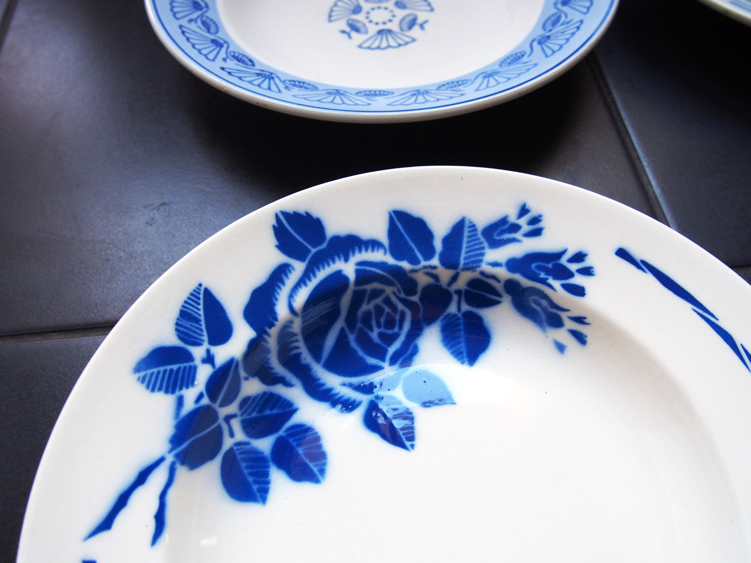 Ensemble de 6 assiettes bleues