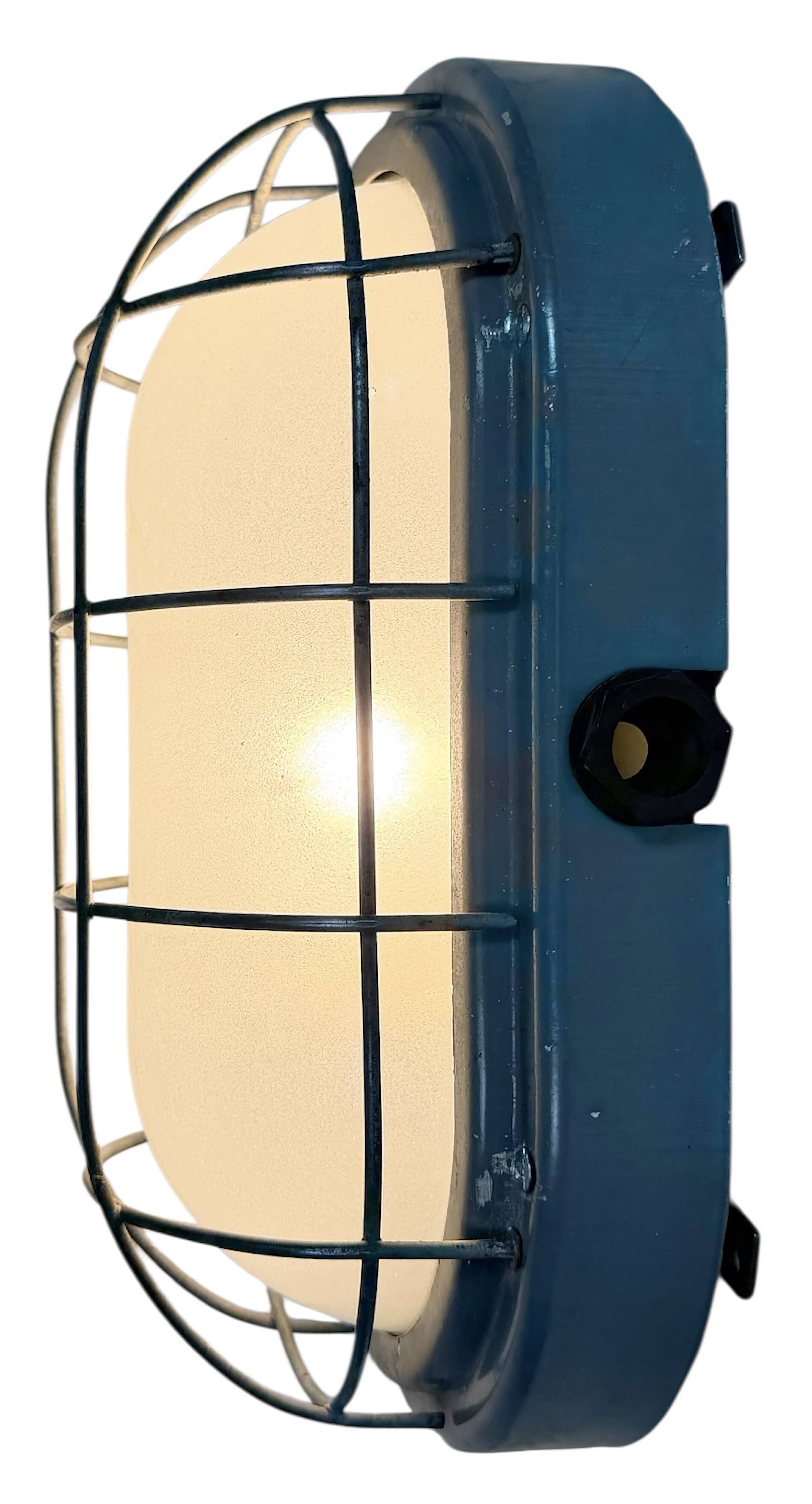 Industrial Grey Wall Light with Milk Glass, 1970s