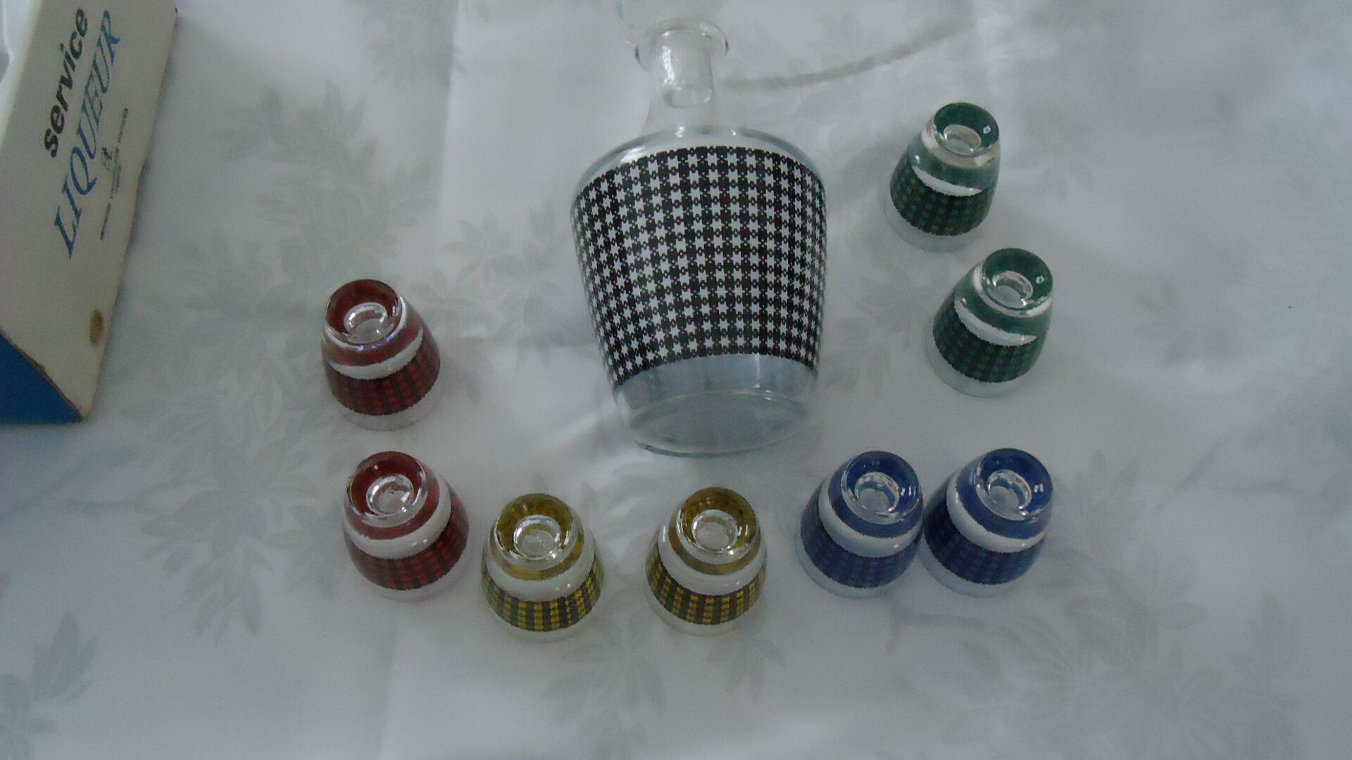 Vintage crystal arque liqueur service