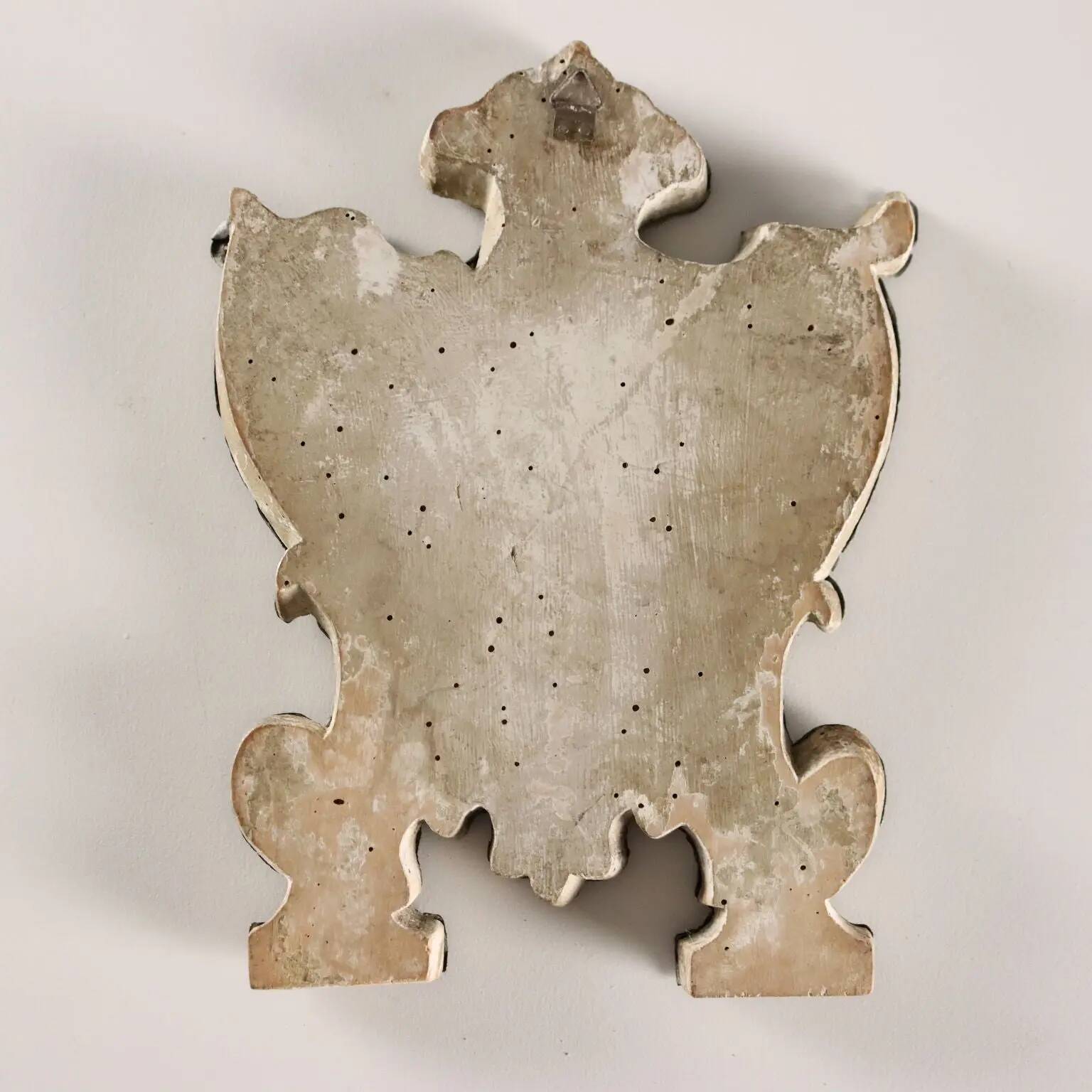 Ancient altar card with embossed tin mirror, Italy 18th-19th century