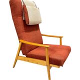 Scandinavian Beech Reclining Armchair, Sweden, 1950s