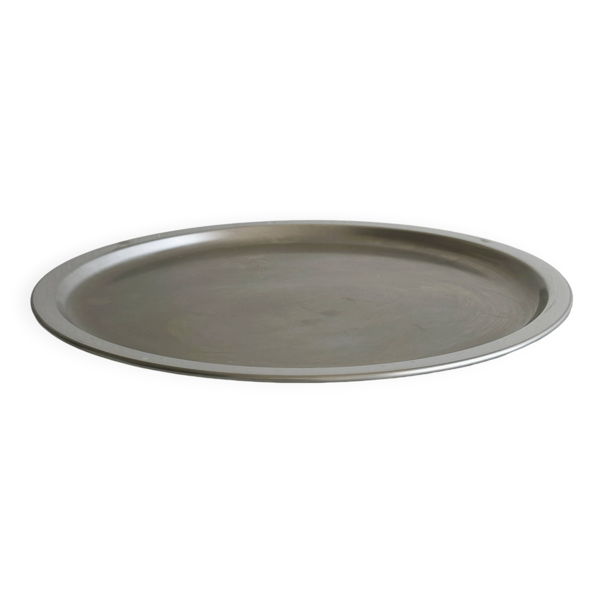 Round stainless steel tray, sleek modern design