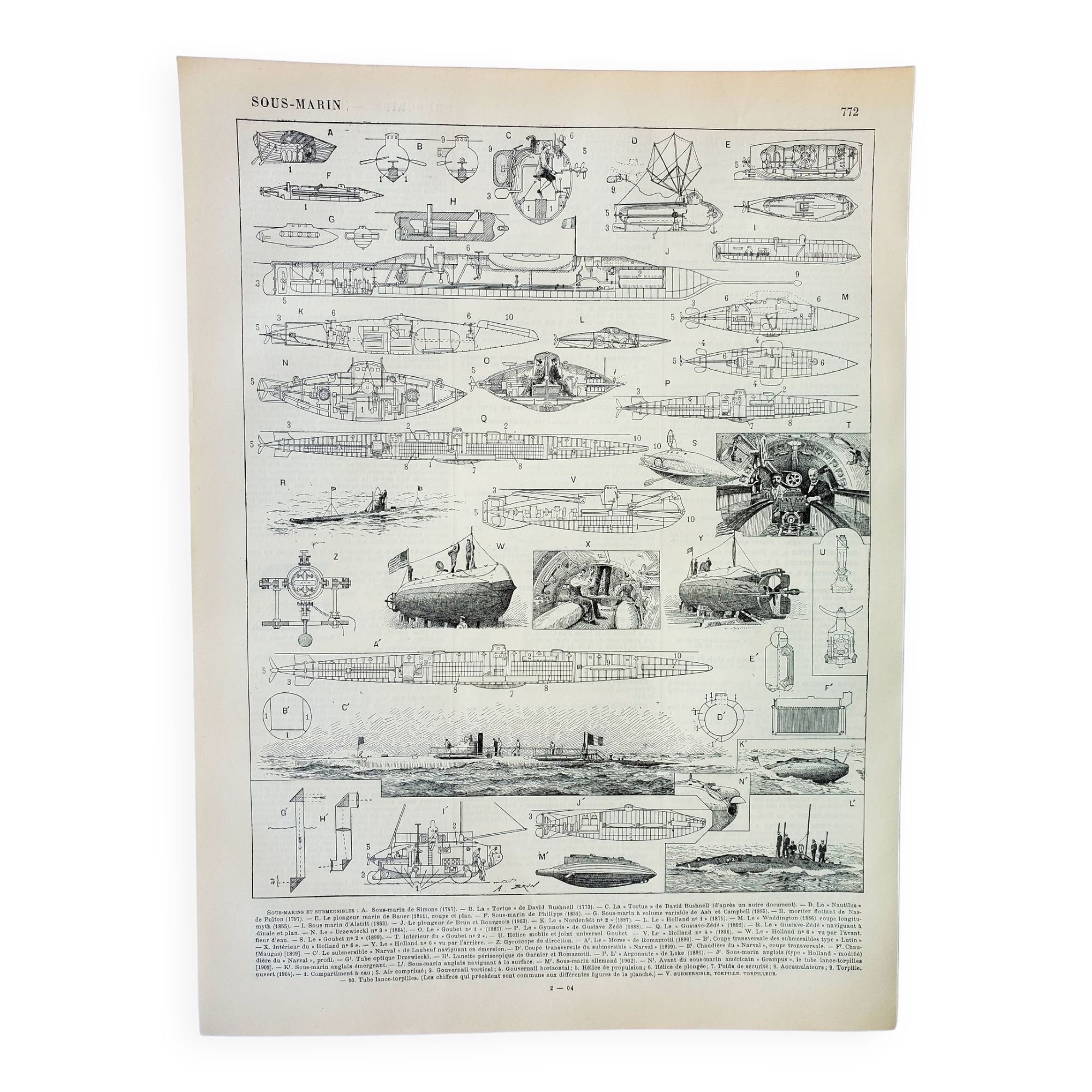 Photo Vintage D'un Sous-marin En Surface - Tirage Argentique Des Années 1930