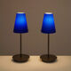 Pair of postmodern lamps in glass and metal circa 1980