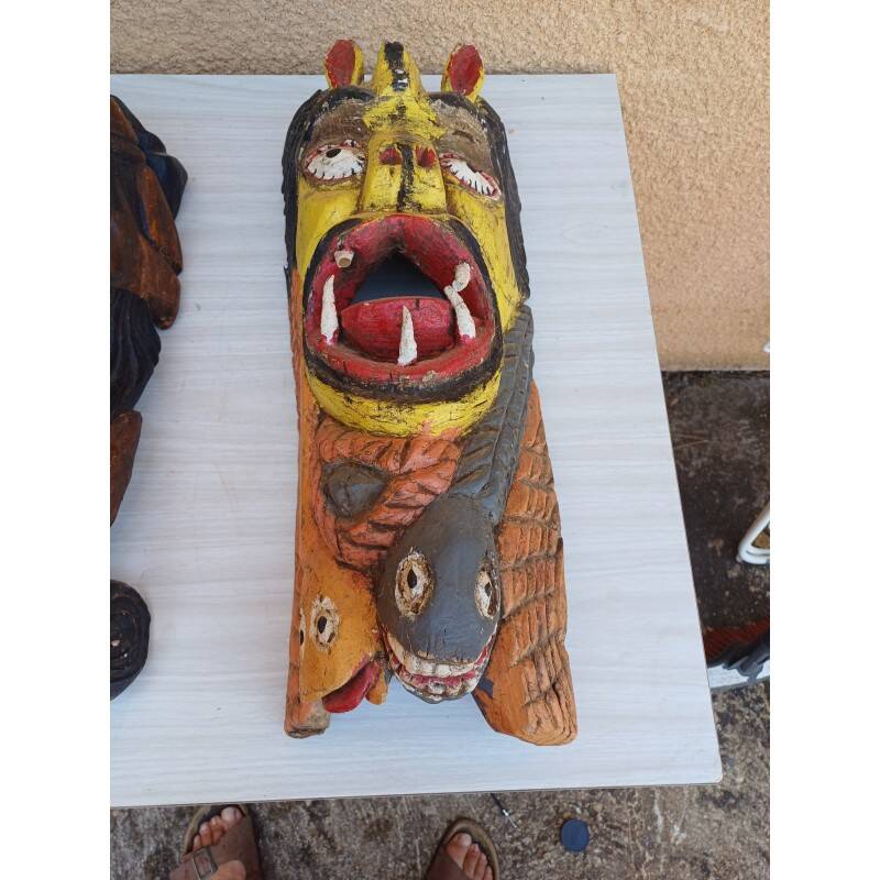 3 ethnic tribal wooden masks 19th century