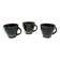 Set of three cups, mid-century modern, black ceramic, Poland, 1970s