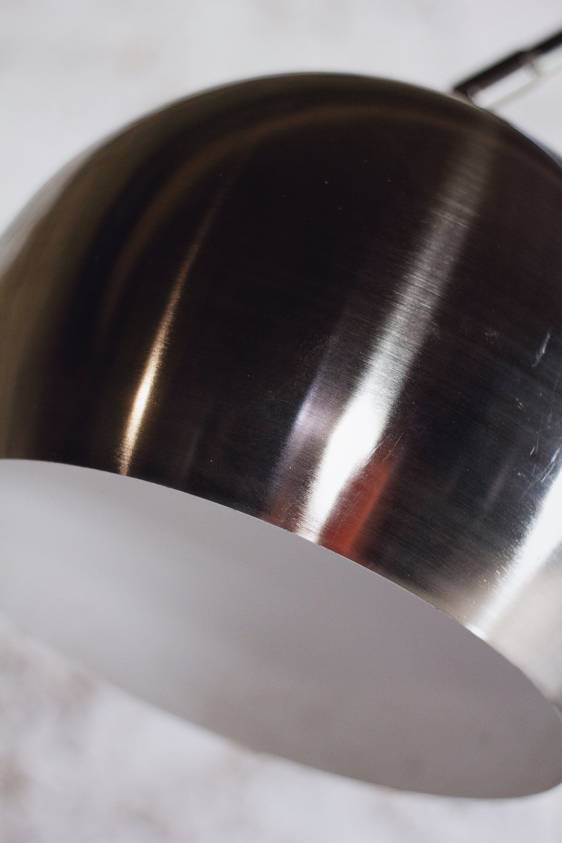 Arc floor lamp in chrome and marble, 1970