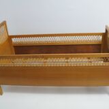 1960s oak and wicker baby bed
