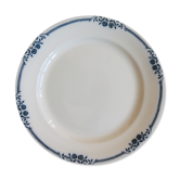 Plat de service grande assiette faïence ancienne bleu Salins modèle Saussure