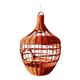 Vintage orange wicker pendant light - bird cage