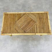 Table basse rotin et bambou années 60, avec son porte revue