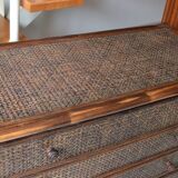 Vintage rattan bamboo chest of drawers