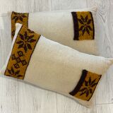 Pair of vintage retro wool knitted cushions