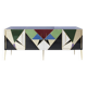 Mid-Century Style Italian Sideboard Made of Wood Brass and Colored Glass
