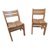 Set of two regain wooden chairs by roland haeuster, for les arcs selection charlottes perriand