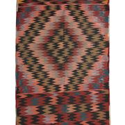 Zig-Zag Kilim Runner Rug, Vintage 1980s Wool Tribal Carpet 298 x 99 cm