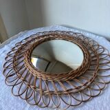 Vintage Rattan Witch Mirror