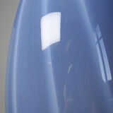 Vintage pear-shaped vase in smoked glass, lined with opaline, Murano bubble glass.